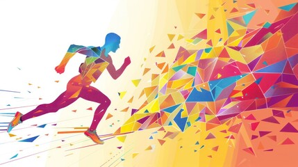 Paris 2024 Olympic runners. vector illustration