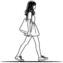 Fashion Woman Shopping Illustration.