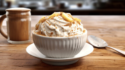 banoffee ice cream in a bowl 