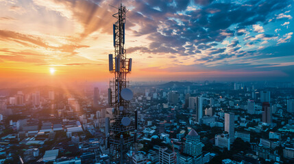 Antenna telecommunication tower station, internet online wireless network.