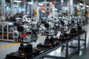 Fototapeta premium Engine Assembly Line in Automotive Plant