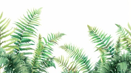 Fern leaves on white background - A collection of fern leaves arranged neatly on a white background, suitable for design elements
