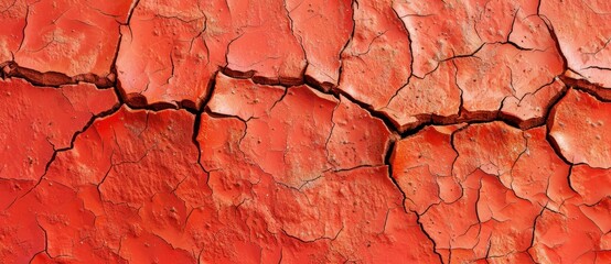 Abstract background of cracked clay red earth texture showcasing the effects of drought and climate change - Generative ai