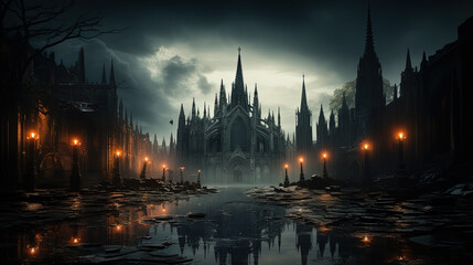 Obraz premium A towering gothic cathedral