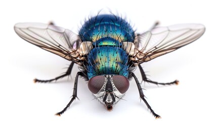 Big green fly, isolated on a white background.