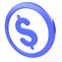 3D rendering of a Blue coin featuring a prominent dollar sign