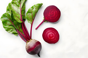 Top view Beetroot isolated on white background