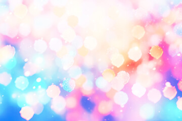Festive cheerful bokeh background blurred glitter joy blue orange. AI generated.