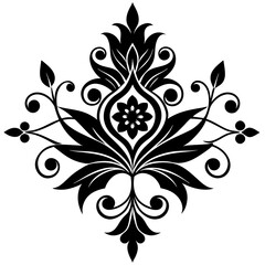 line art in a vintage style featuring floral shapes and ornaments