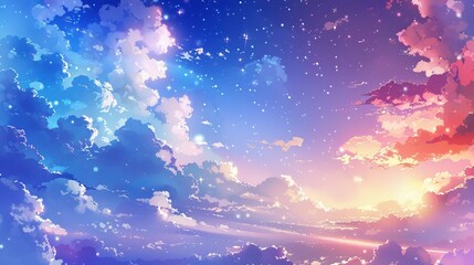 Beautiful celestial sky in a dreamy fantasy with bright light.