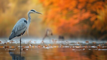 Artistic wildlife photography by Heron set against natural backdrop