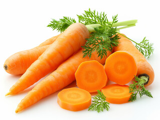 a photo of carrots isolated with white background