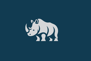 Rhinoceros. Beautiful modern logo. Monochrome, flat, vector illustration	