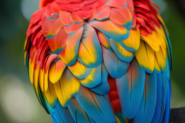 Vibrant close-up of macaw feathers