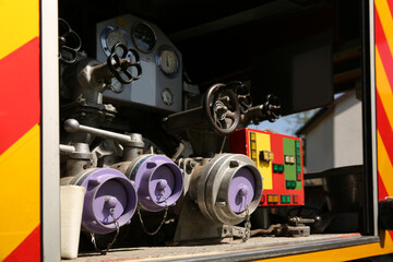 View of details inside modern fire truck