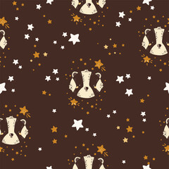 Vector illustration with forest animals. Seamless pattern.