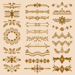 Elegant Honeydew color ornate design elements, decorative borders, dividers, floral, geometric motif