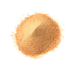 Coconut sugar isolated on white, top view