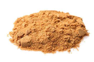 Pile of coconut sugar isolated on white