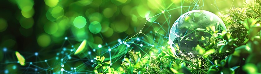 Ecofriendly technology, smart efficient devices, green energy, clean environment, sustainable digital background