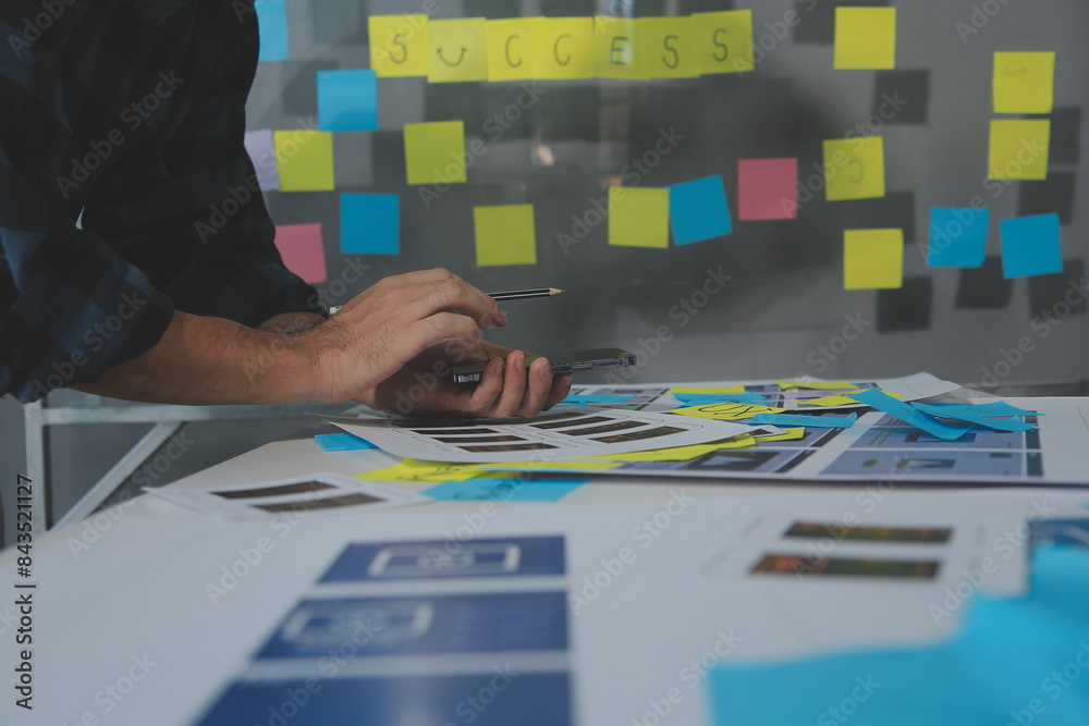 Wall mural ux graphic designer creative sketch planning application process development prototype wireframe for