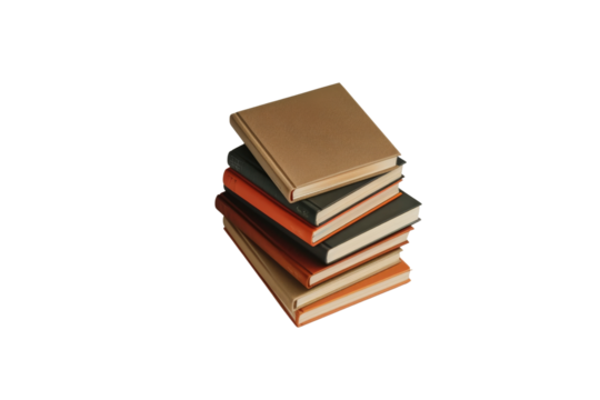 Stack of colored hardcover books isolated on transparent background. perfect for education, reading, and study-related projects.