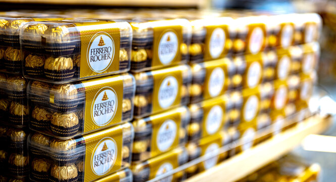 Boxes of Ferrero Rocher premium chocolate sweets