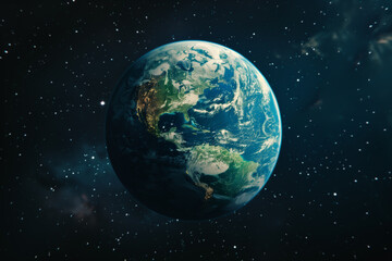 Obraz premium Earth in space among stars and galaxies. Floating in the vast universe concept