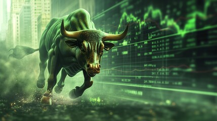 Stock market bull run, bullish trading market trend 
