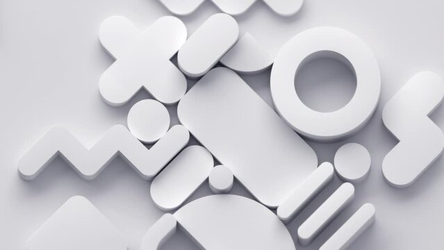 Abstract animation, white geometric background design, 4k looping video, 3d render