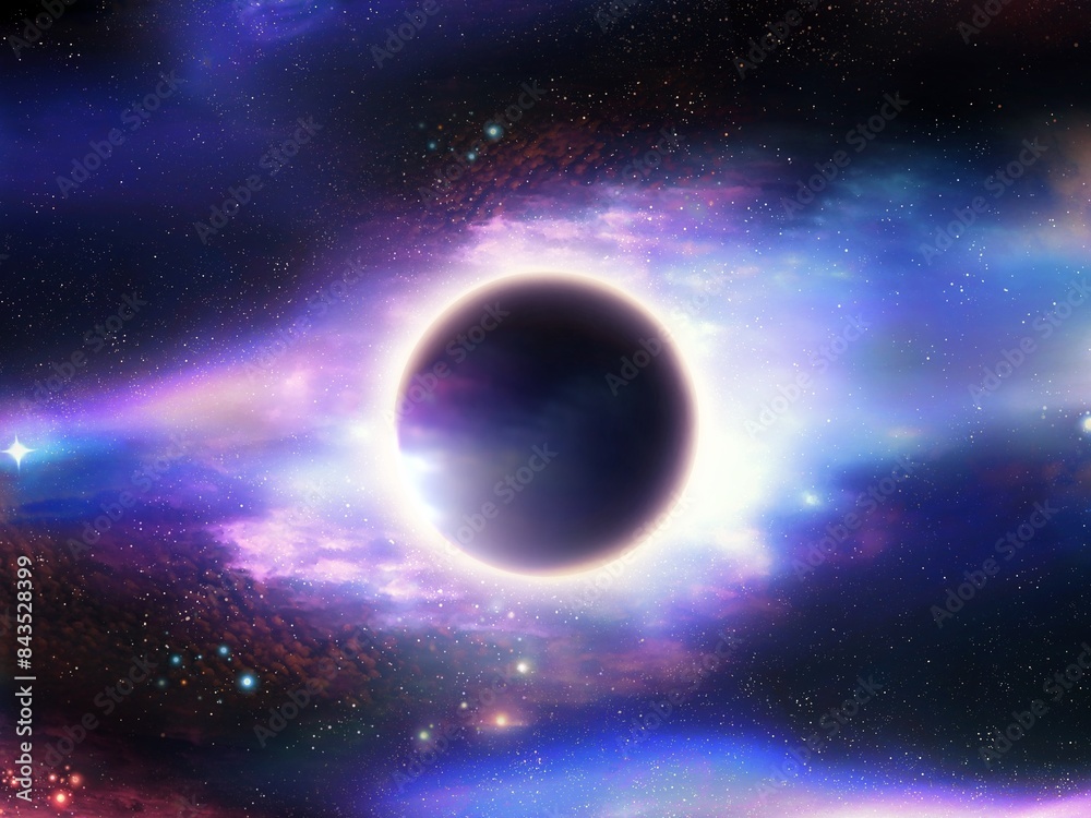 Wall mural black hole isolated on a background of stars. singularity bends space. an object with powerful gravi