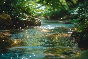 a clear stream winding through the forest