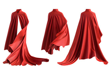 Superhero red cape set isolated on white background