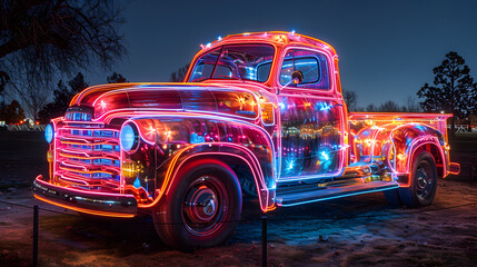 old neon truck on the street