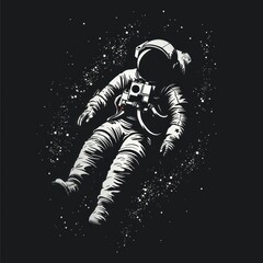 Fototapeta premium Astronaut silhouette in outer space illustration template design