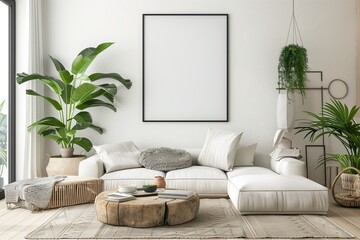 Modern room with floor wall interior frame. White style home, modern design and decorative house. Furniture background picture, sofa and living blank image. Lifestyle