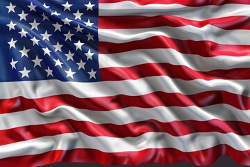 Obraz premium The image shows a detailed waving American flag with 50 stars and 13 stripes, 4th July, independence day