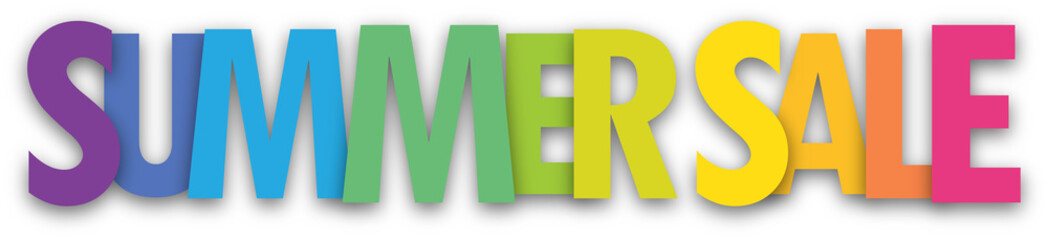 SUMMER SALE colorful typography banner on transparent background