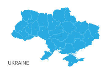 Naklejka premium Map of Ukraine detailed boundaries of administrative divisions