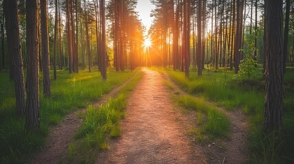 Obraz premium Discovering picturesque forest hiking trails in the midst of stunning natural beauty