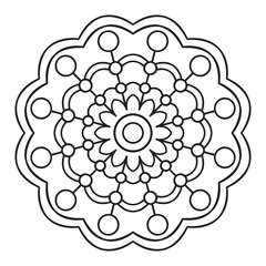 mandala pattern black and white outline - easy mandalas coloring pages - simple mandala vector