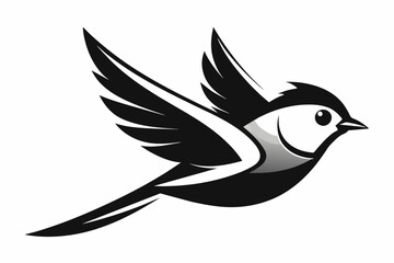  a minimalist titmouse-flying vector art illustration icon logo, featuring a modern stylish shape with an underline, vector illustration