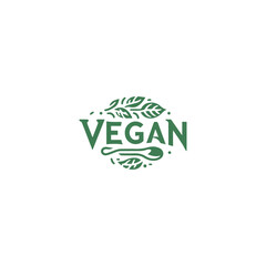 
Vegan logo with green leaves for organic Vegetarian friendly diet, Vegan icon set. Bio, Ecology, Organic logos and icon, label, tag. Green leaf icon on white background.
