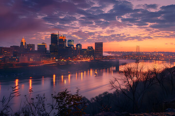 Fototapeta premium Saint Paul, Minnesota, USA at Dusk