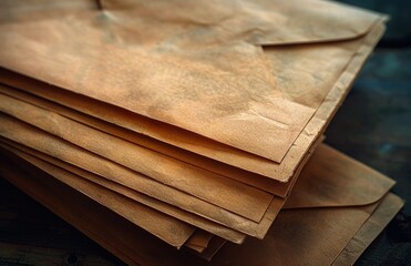Fototapeta premium Stack of Old Envelopes Close Up Photograph