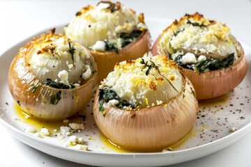 Delicious Baked Onions with Creamy Feta and Spinach