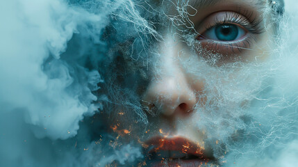 Fototapeta premium Mental Health Concept, Feelings of Burnout, Depression, Stress, Anxiety. Need Help, Therapy, Mindfulness, Meditation. Overcoming Negative Thoughts, Substance Abuse, Trauma, Panic Attack, Social Fears