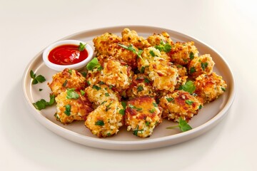 Fototapeta premium Baked Cauliflower Tots with Almond Meal Batter and Herbs, Perfect for Dipping
