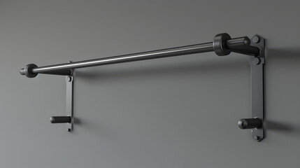 3D render of a sleek contemporary pull-up bar on a gray background. 