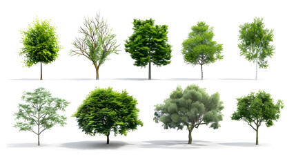Collection of Trees isolated on a white background